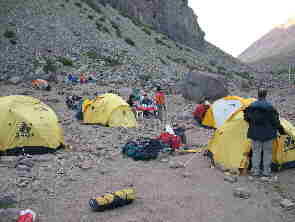 Setting up Camp at Pampa de Lenas