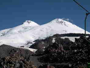 View of Elbrus on the approach to The Barrels